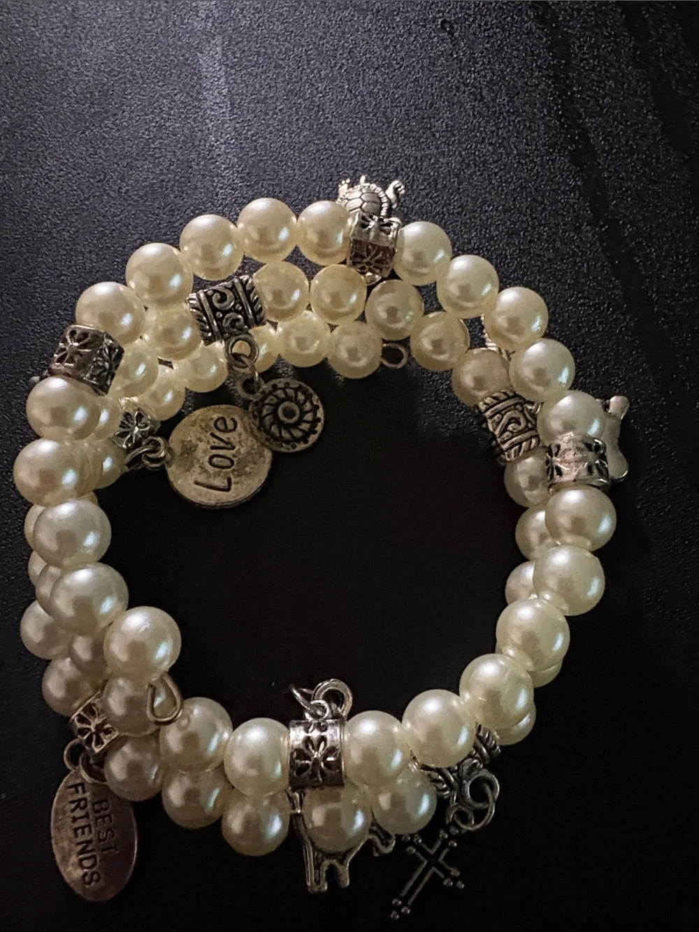 Classic Pearl Charm Stretch Bracelet - Ivory Pearls